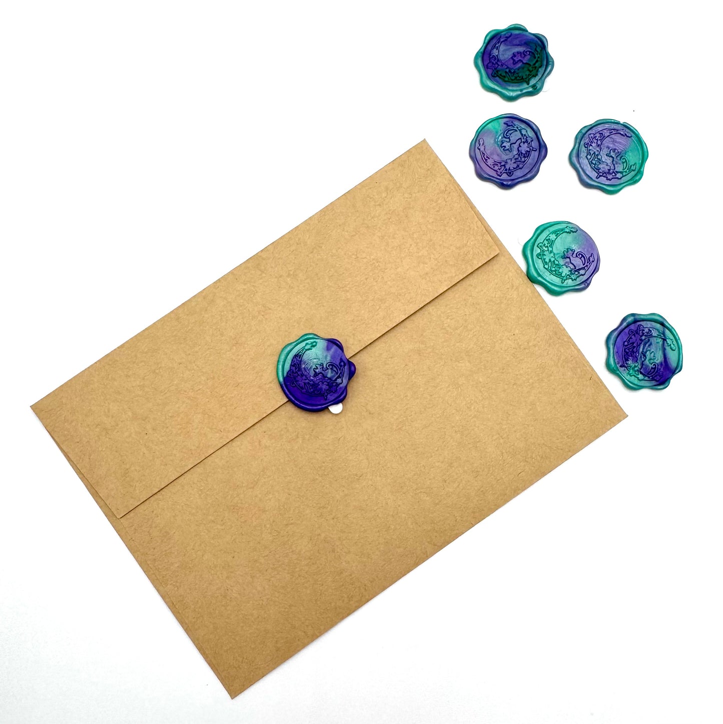 Purple and green kitty wax seal 6pcs set