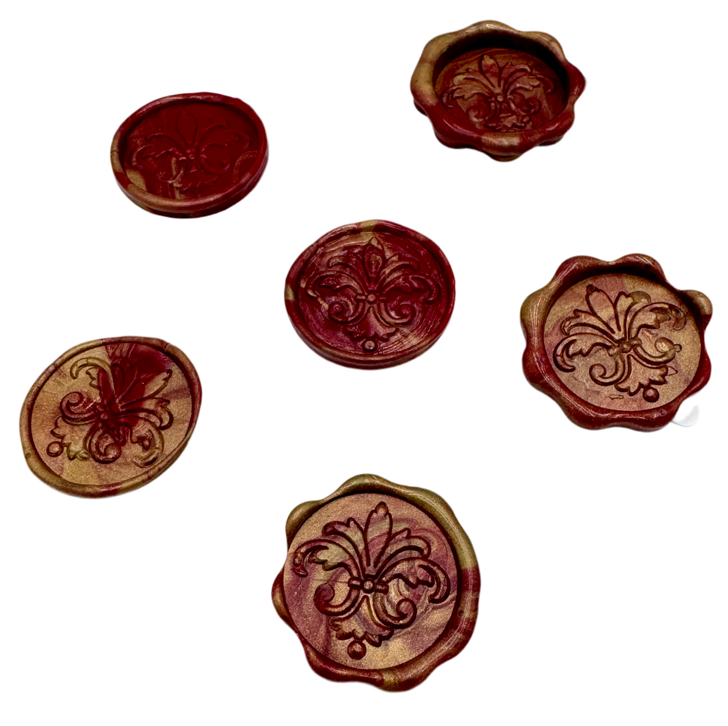 Burgundy and gold ombre wax seal set of 6