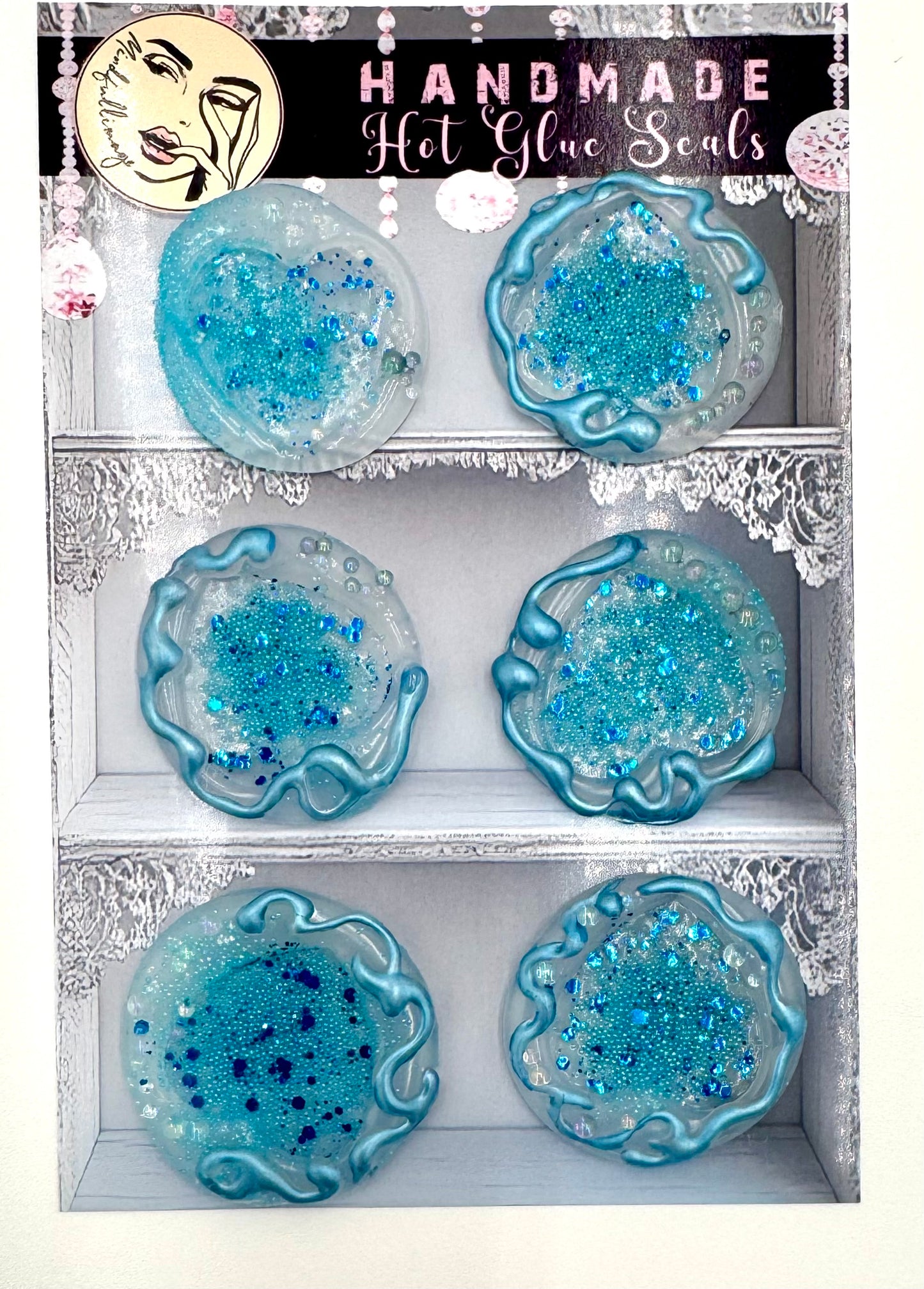 Blue hot glue seal set of 6.