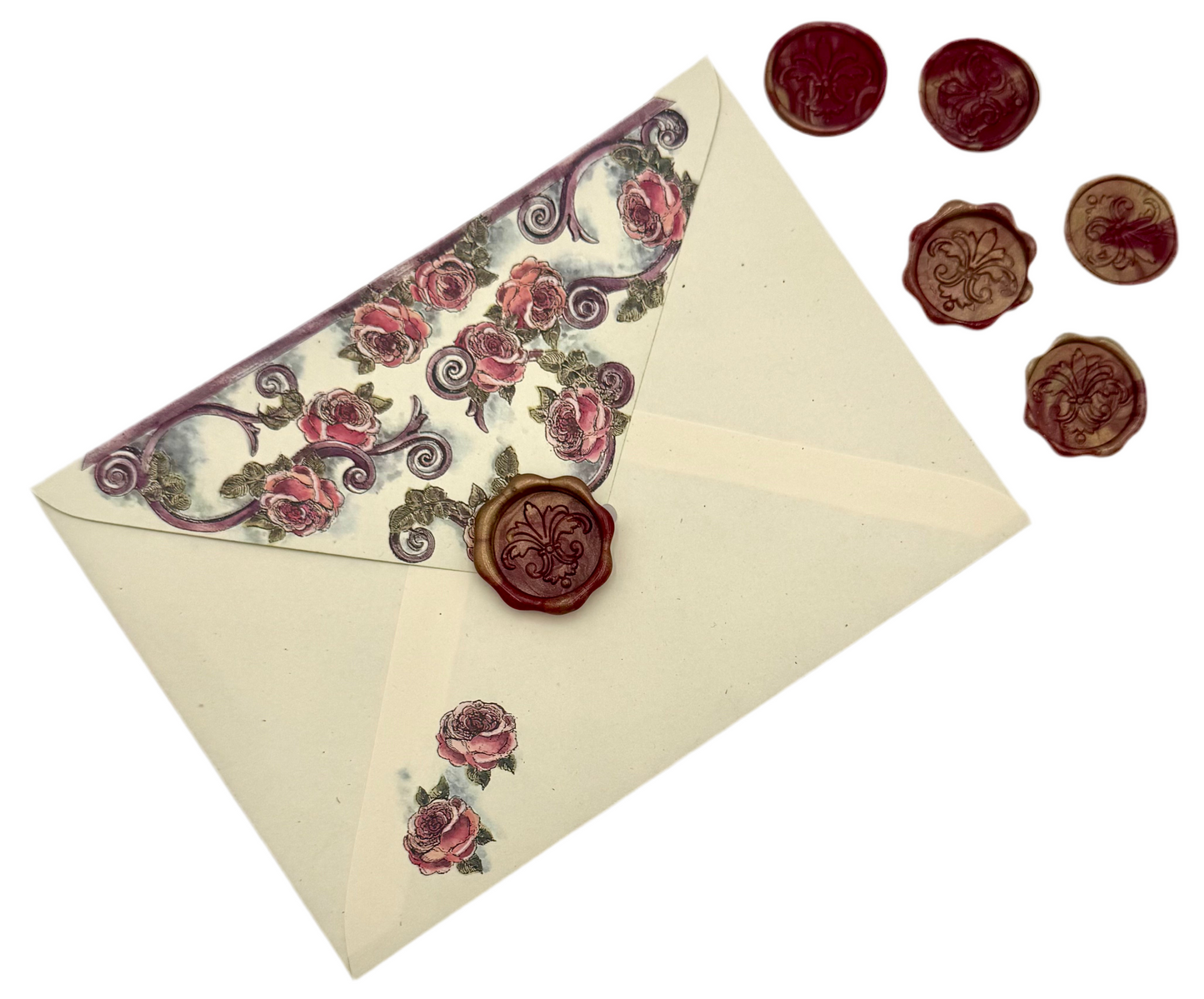 Burgundy and gold ombre wax seal set of 6
