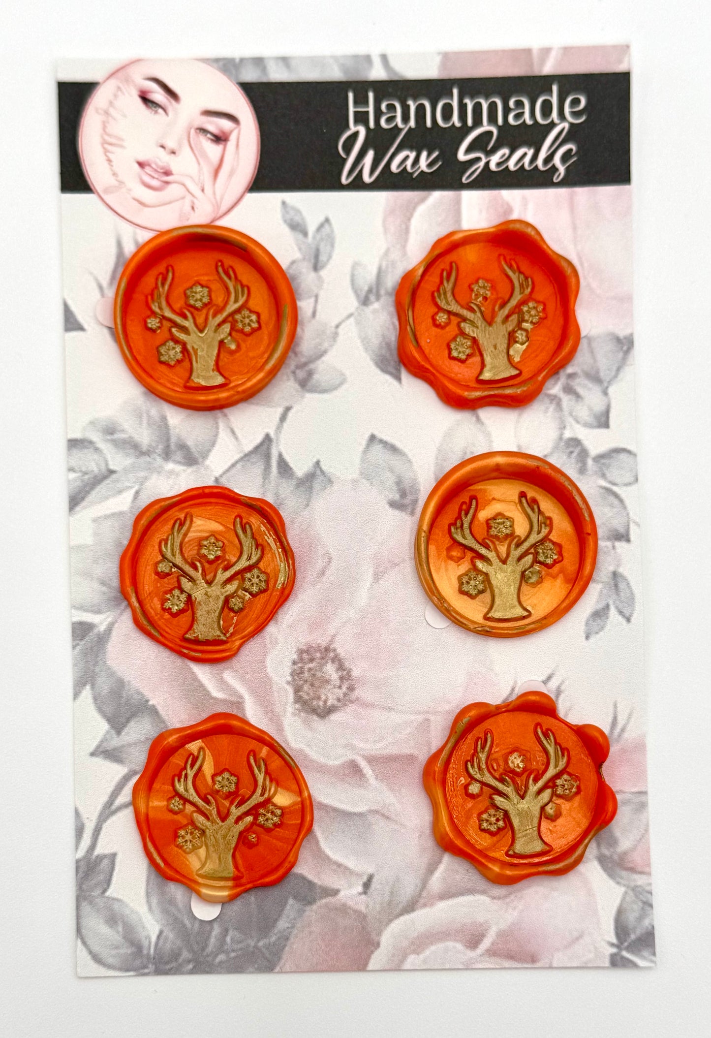 Orange and gold dear wax seal set