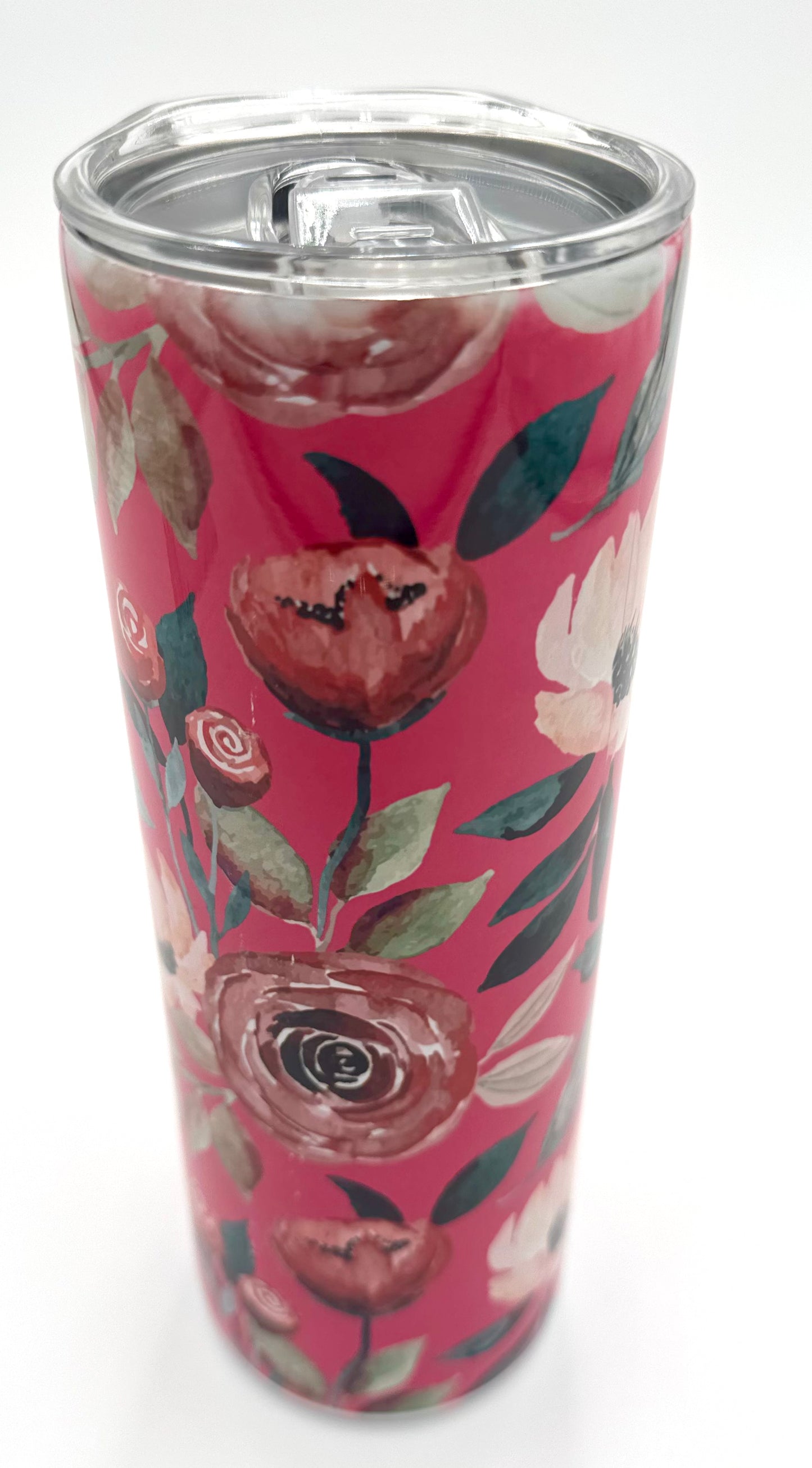 Hot pink Flowers 20oz tumbler