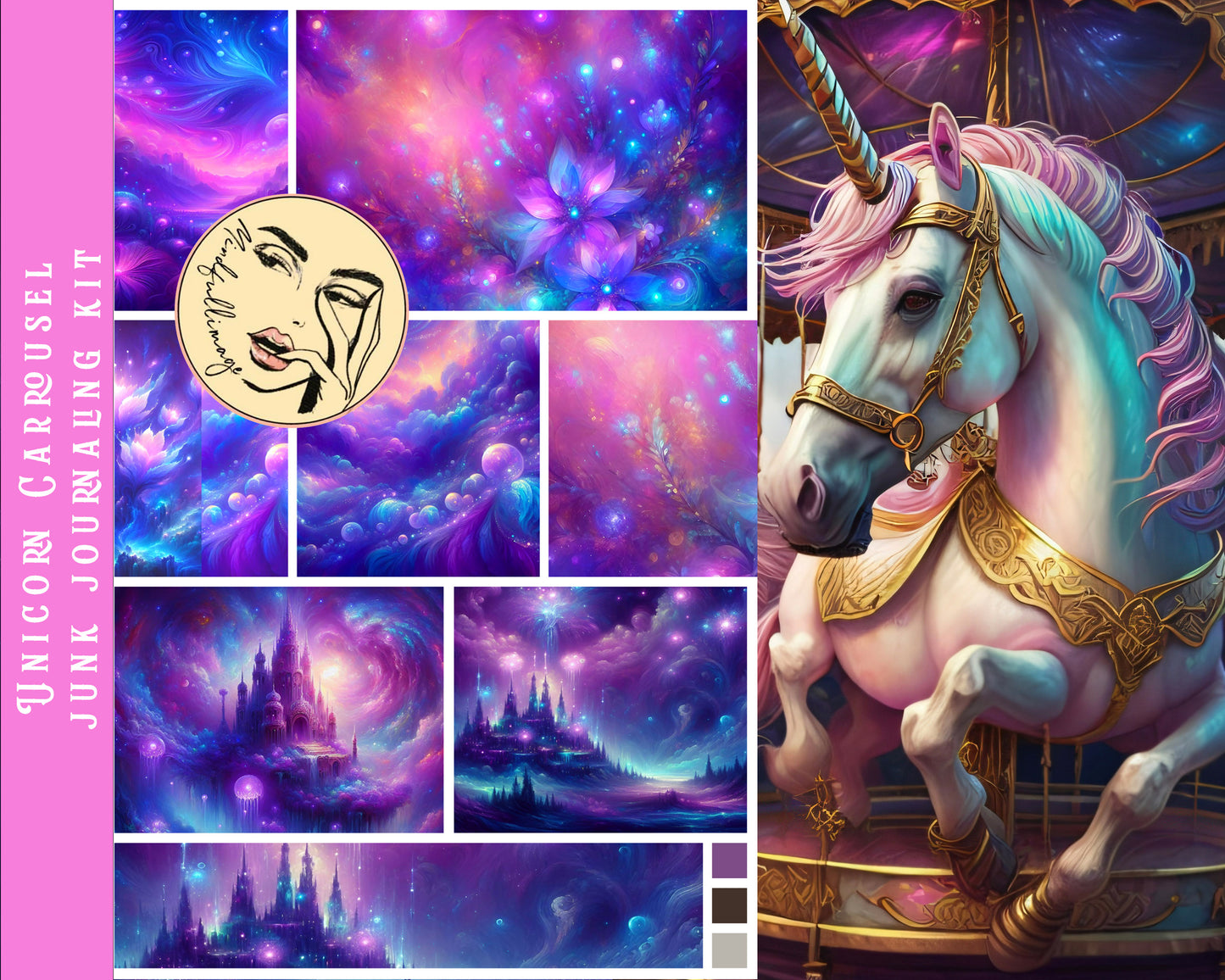 Unicorn Carrousel Junk Journaling Kit