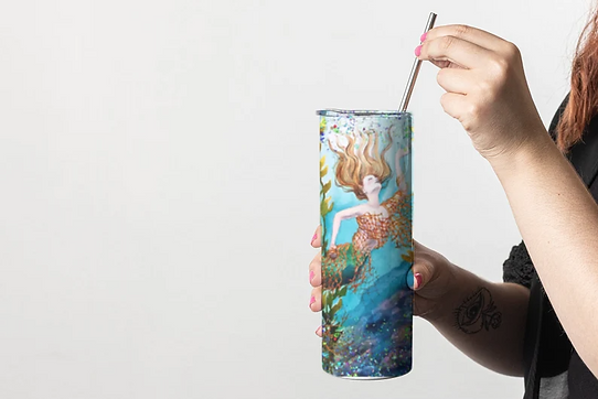 Deep blue sea Mermaid 20 oz tumbler