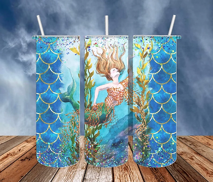 Deep blue sea Mermaid 20 oz tumbler