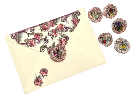 Hot glue Seal set of 6 Wit foil lace design