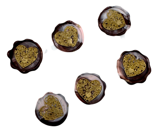 Ombré chocolate golden heart 6pcs wax seal