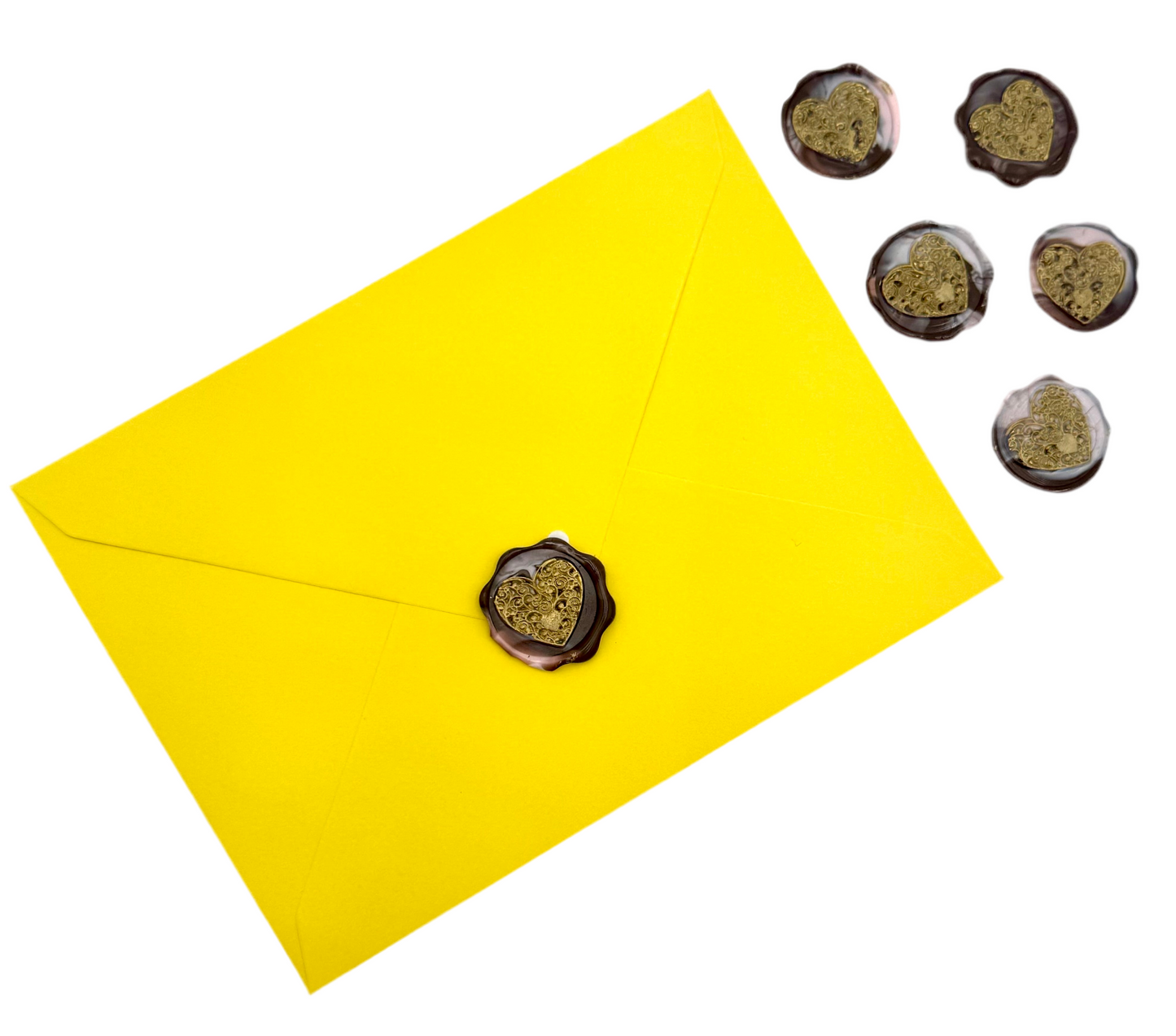 Ombré chocolate golden heart 6pcs wax seal