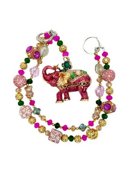 Elegant fuchsia elephant phone chain