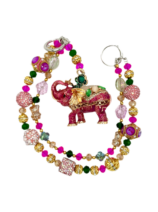 Elegant fuchsia elephant phone chain