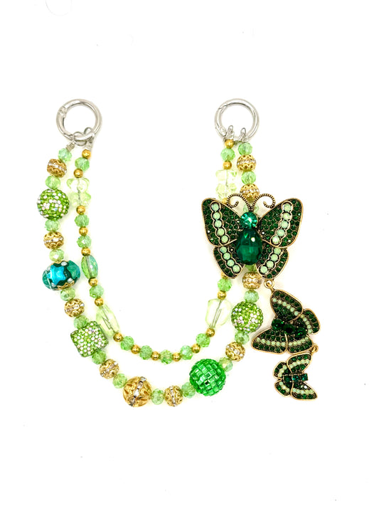 Green butterflies charmed phone chain