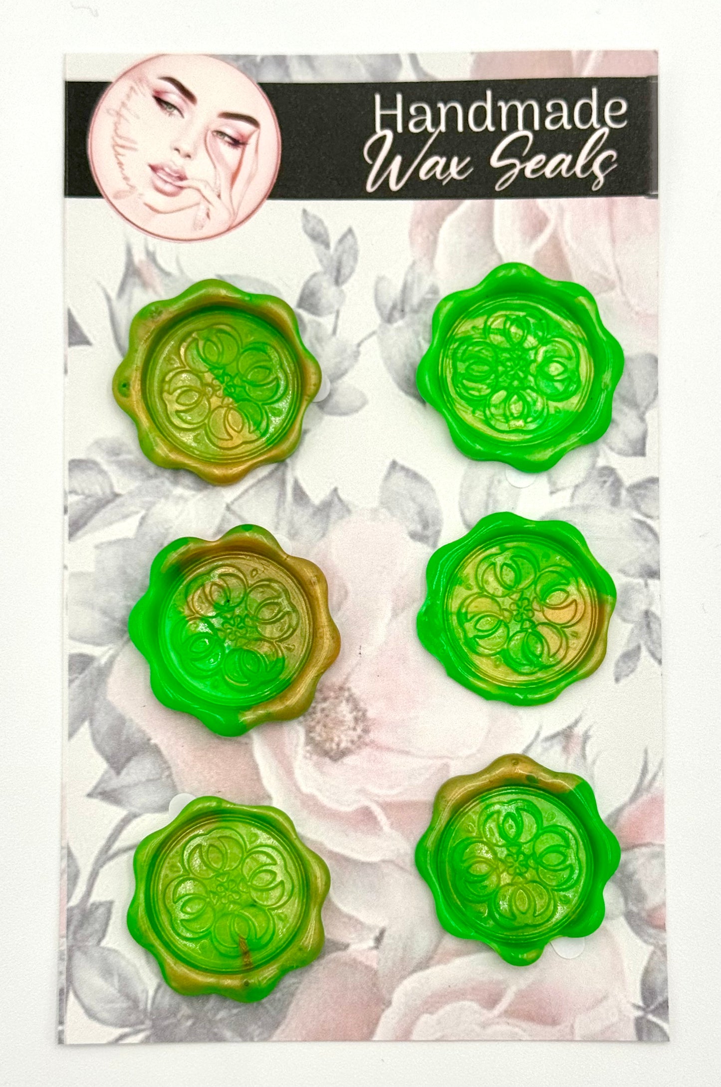 Ombré green and gold 6pcs wax seal set