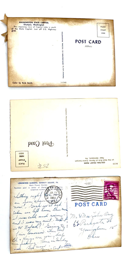 Set of 3 Altered vintage postcards.