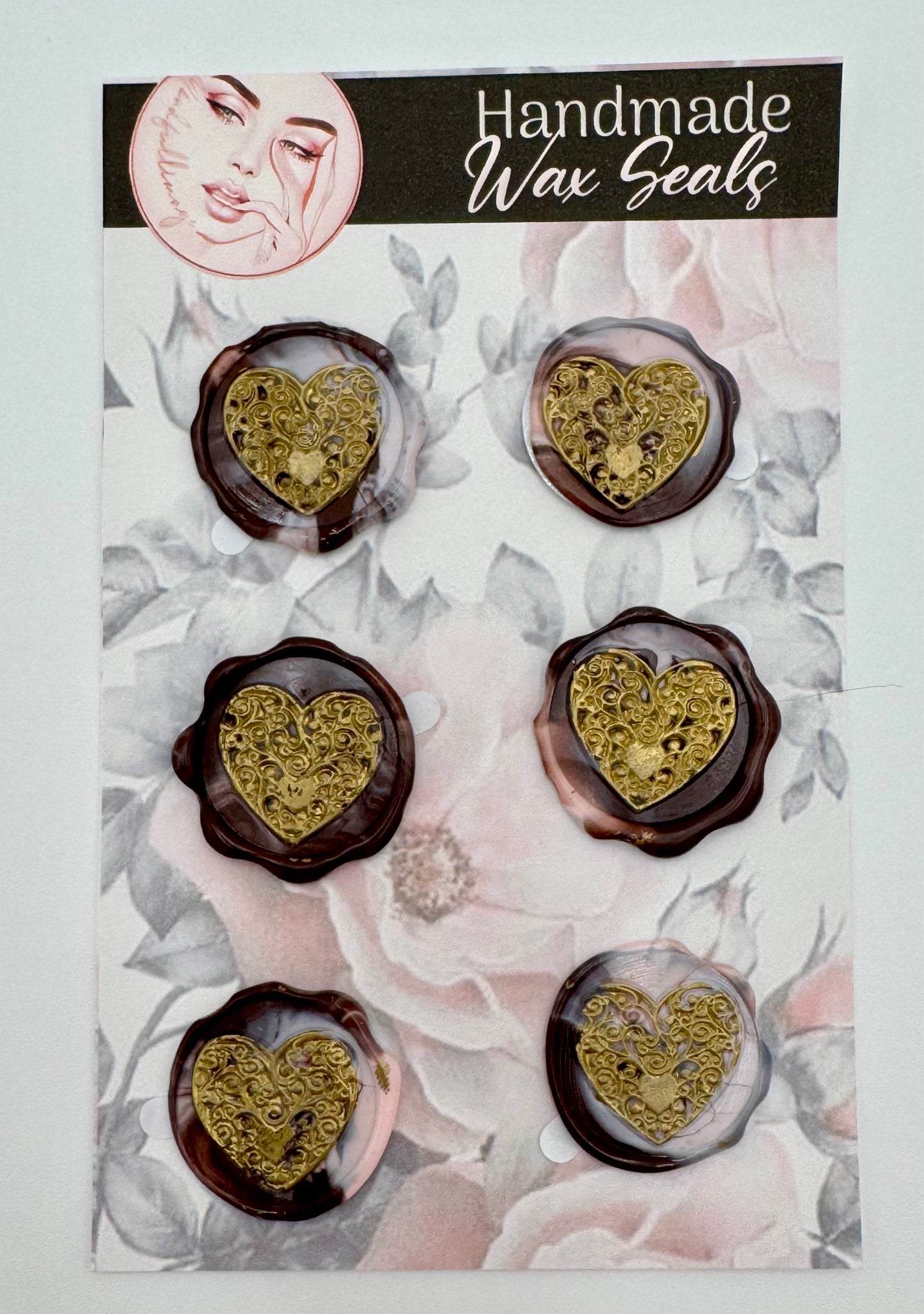 Ombré chocolate golden heart 6pcs wax seal