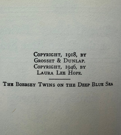 The Bobbsey Twins: On The deep blue sea