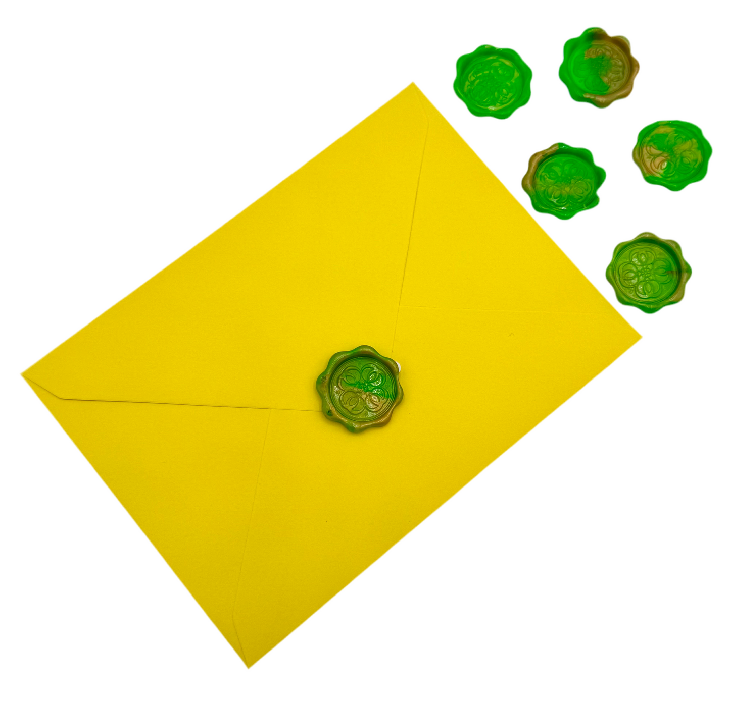 Ombré green and gold 6pcs wax seal set