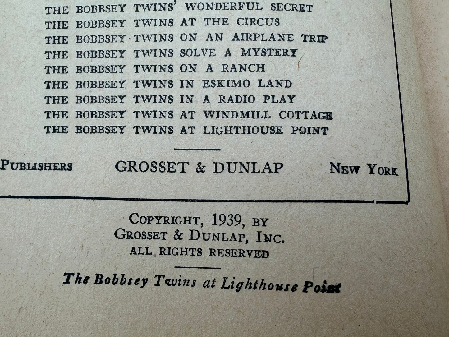 The Bobbsey Twins: At Light House Point. By Laura Lee Hope