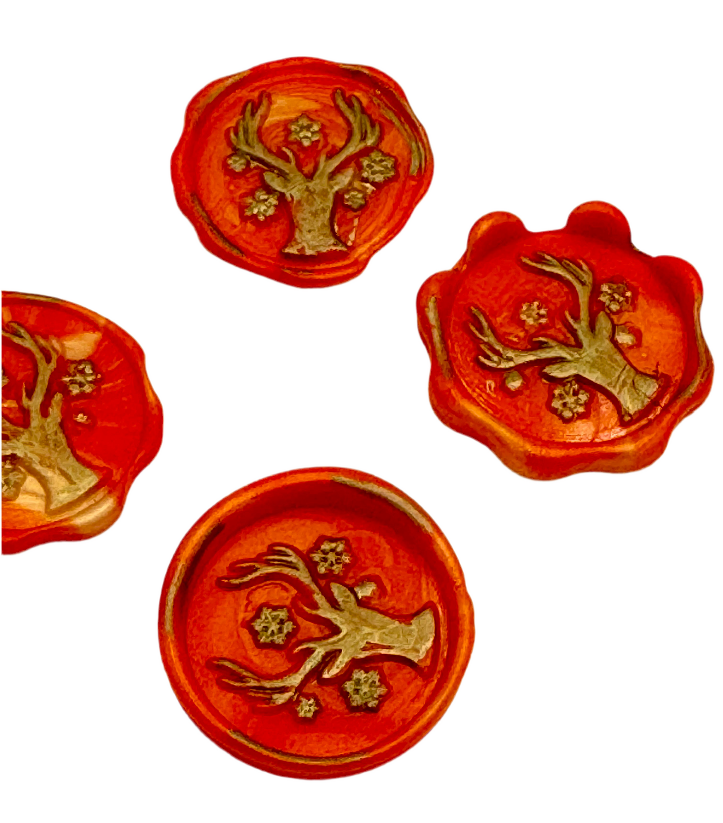 Orange and gold dear wax seal set