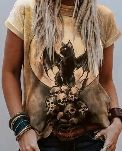 Cat bat and moon tshirt