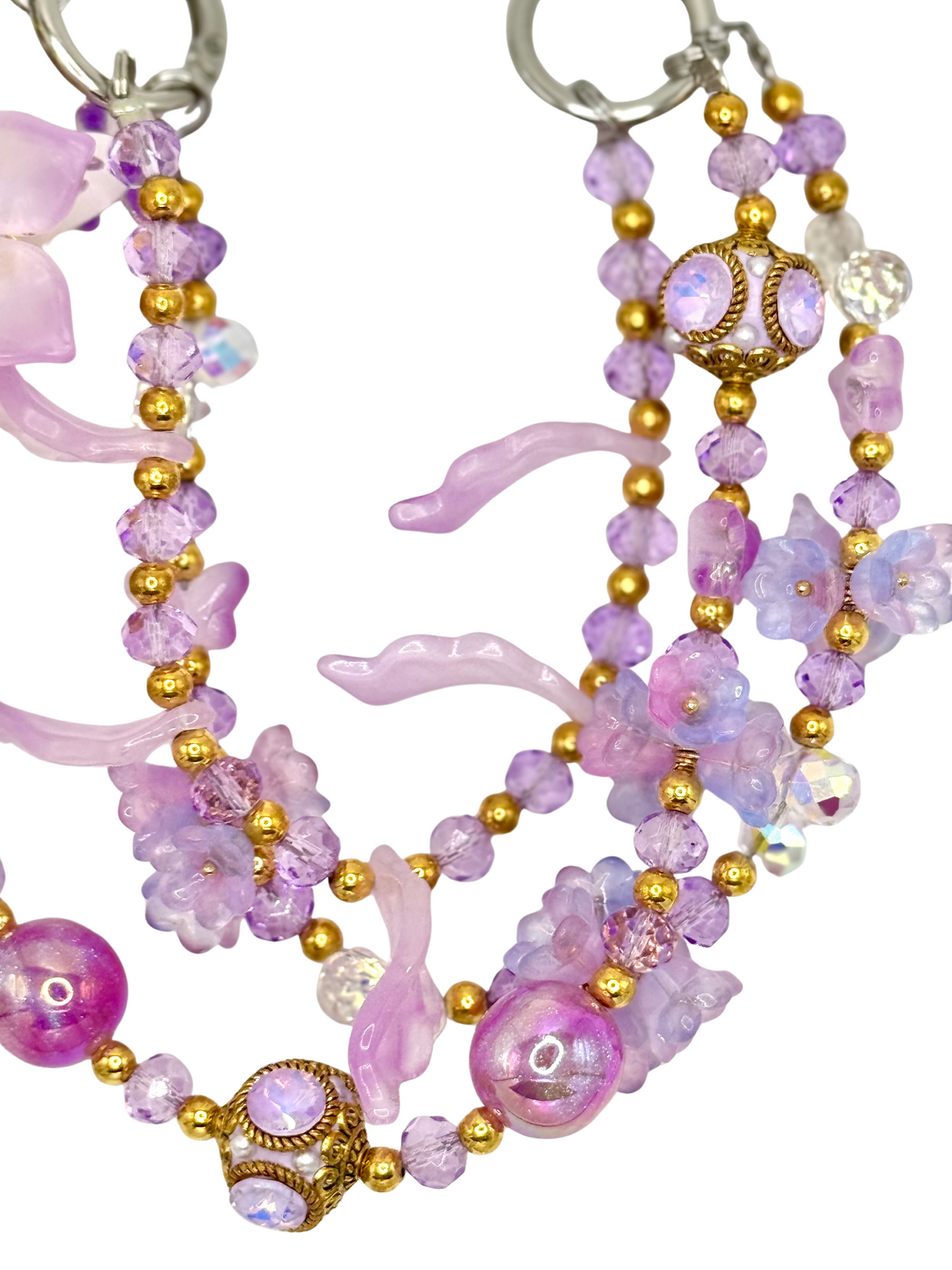 Fancy flowers purple charmed phone chain