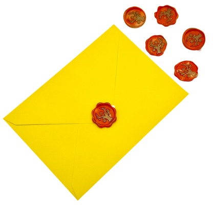 Orange and gold dear wax seal set