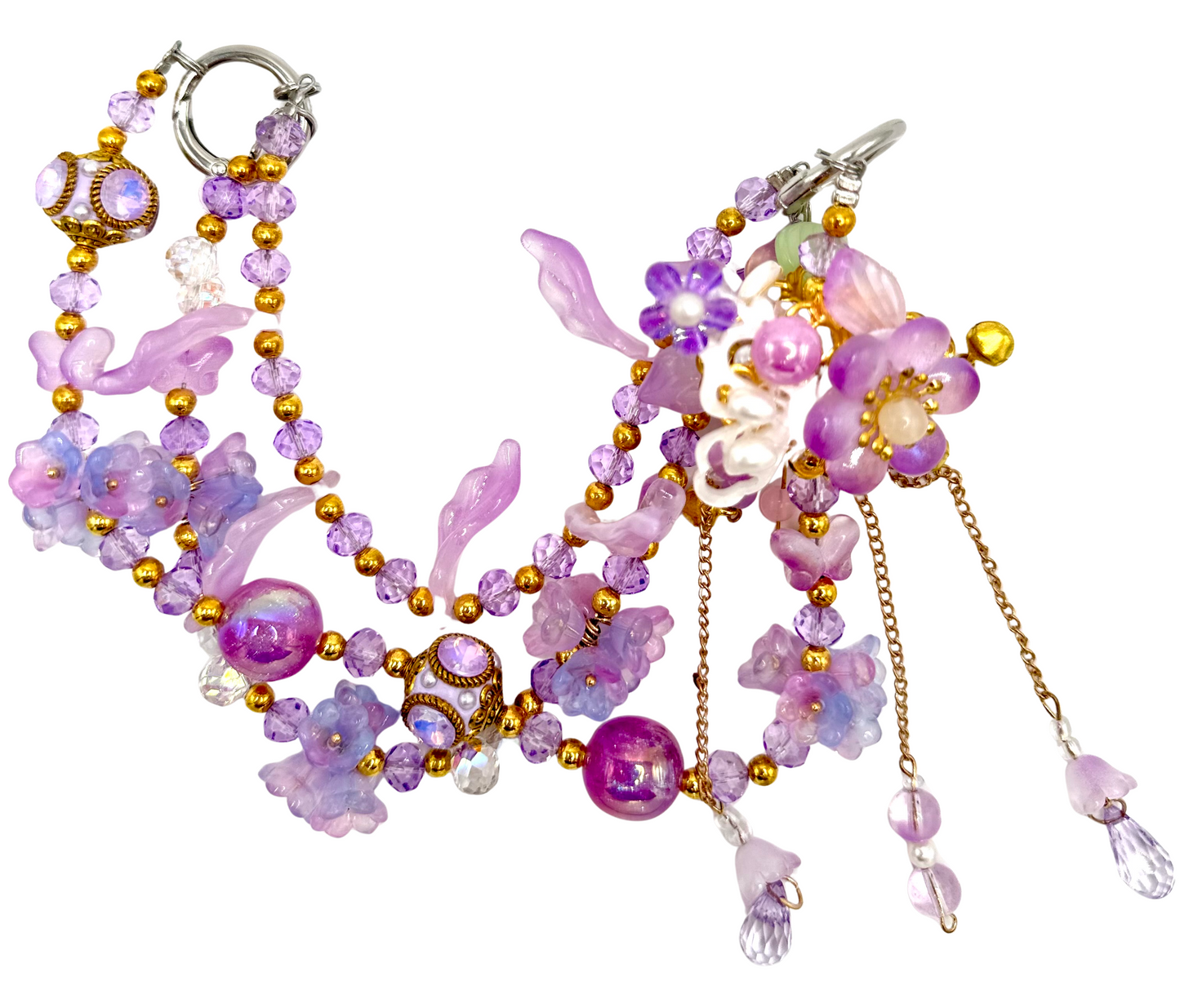 Fancy flowers purple charmed phone chain