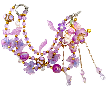 Fancy flowers purple charmed phone chain