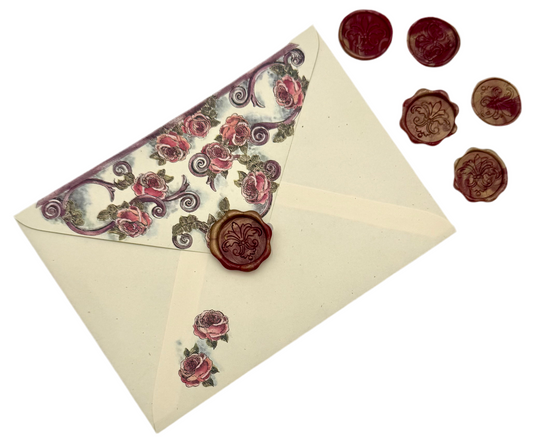 Burgundy and gold ombre wax seal set of 6