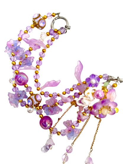 Fancy flowers purple charmed phone chain