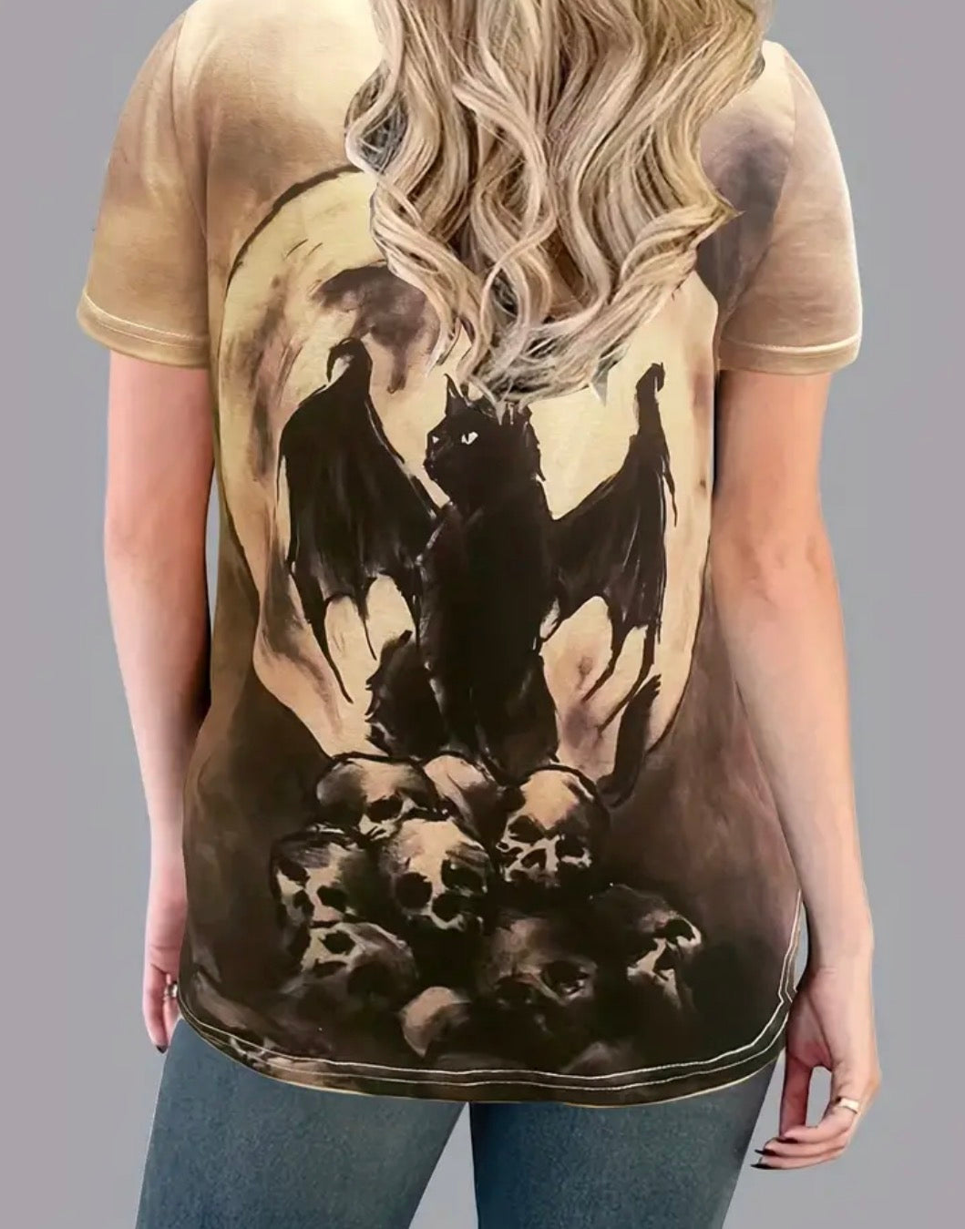 Cat bat and moon tshirt