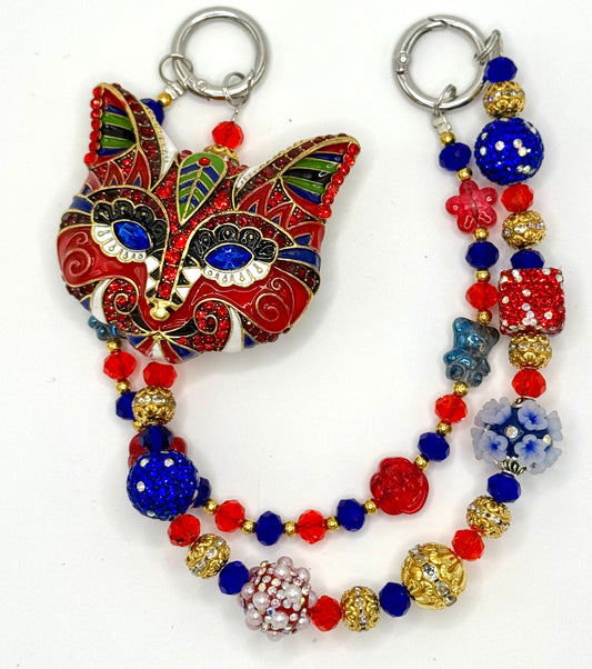 Colorful wild cat charmed phone chain