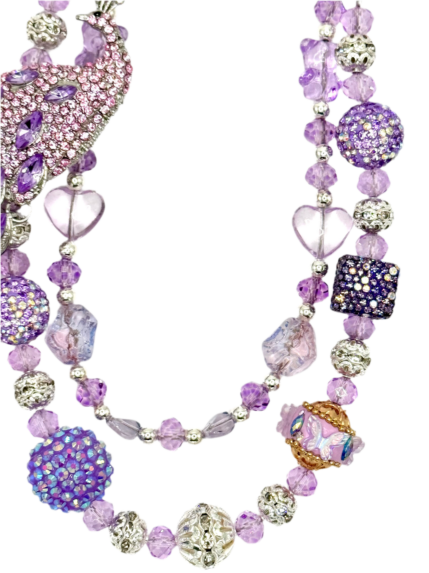 Purple peacock charmed phone chain.