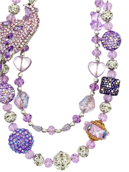 Purple peacock charmed phone chain.
