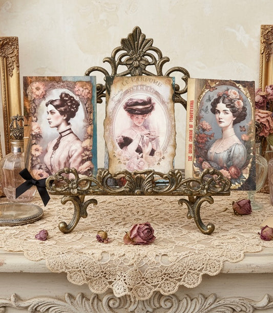 Set of 3 Altered vintage postcards.