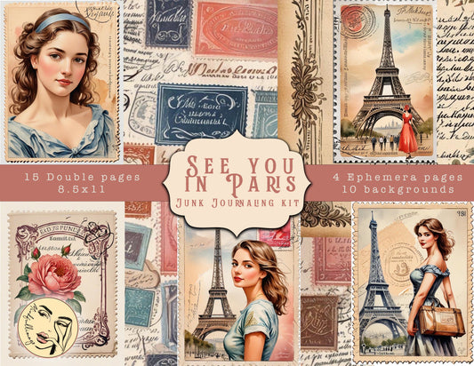 See you in paris junk journaling kit