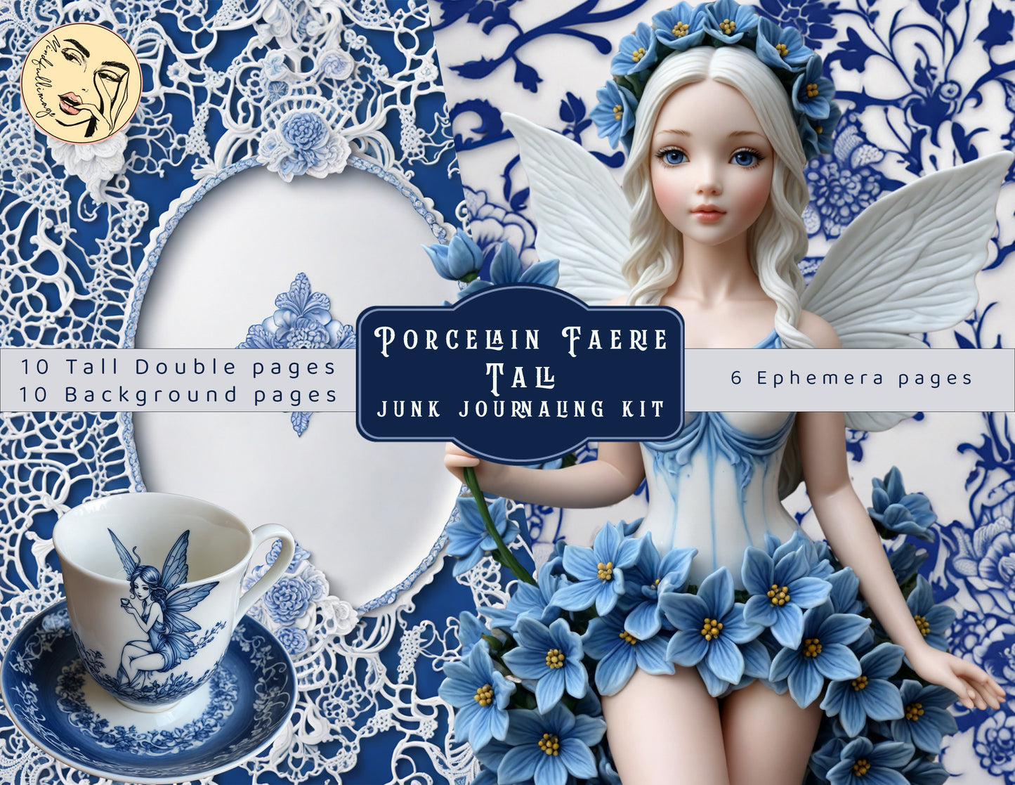 Porcelain Faerie Tall Junk Journaling Kit