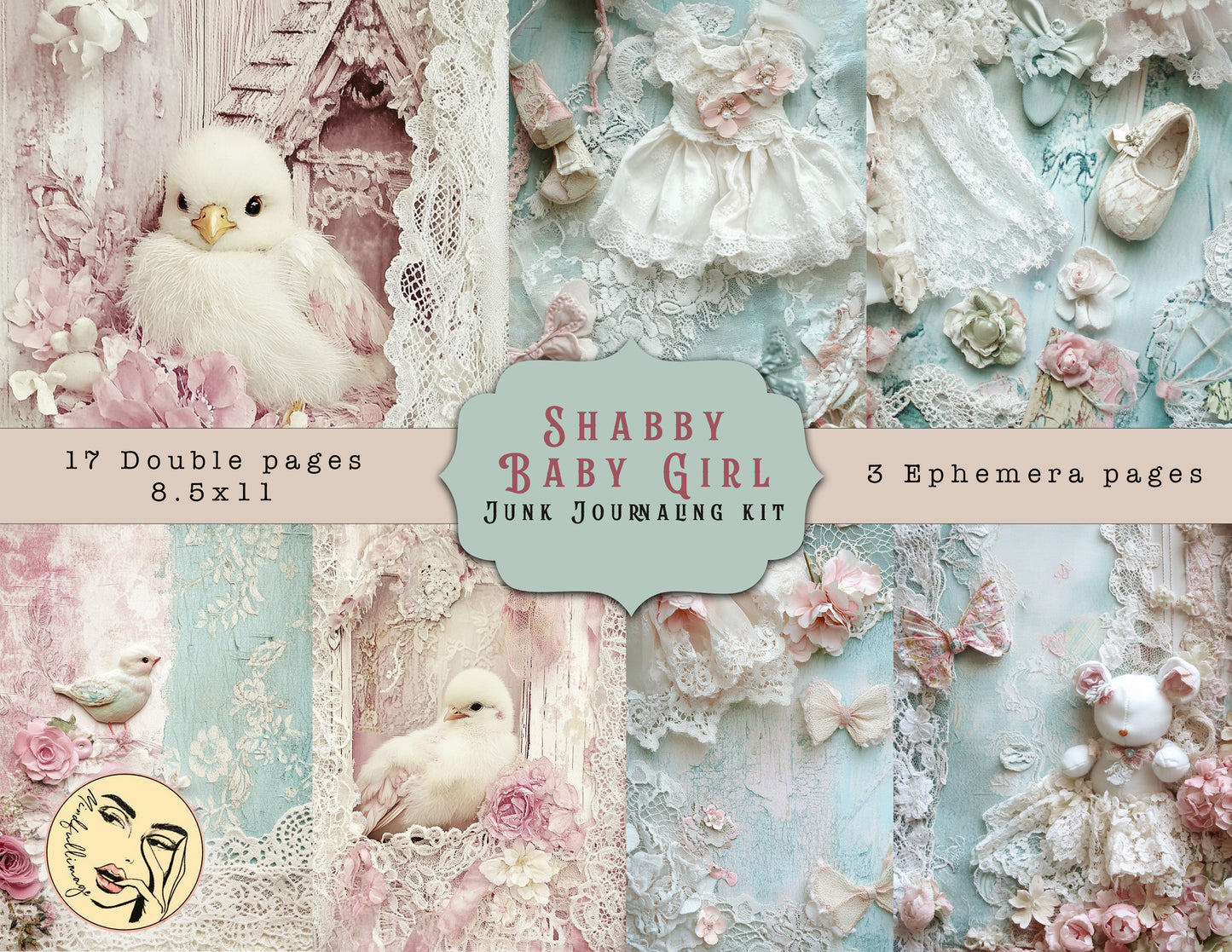 Shabby baby girl Junk Journaling kit