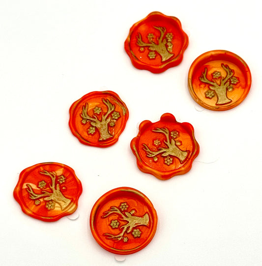 Orange and gold dear wax seal set