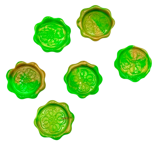 Ombré green and gold 6pcs wax seal set