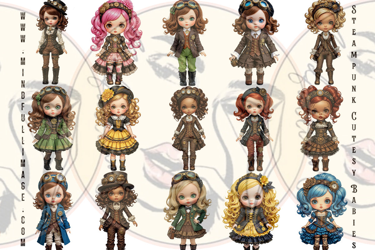 Steampunk Cutesy Babies Fussy Cuts