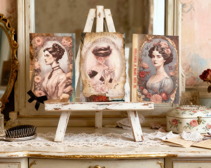 Set of 3 Altered vintage postcards.