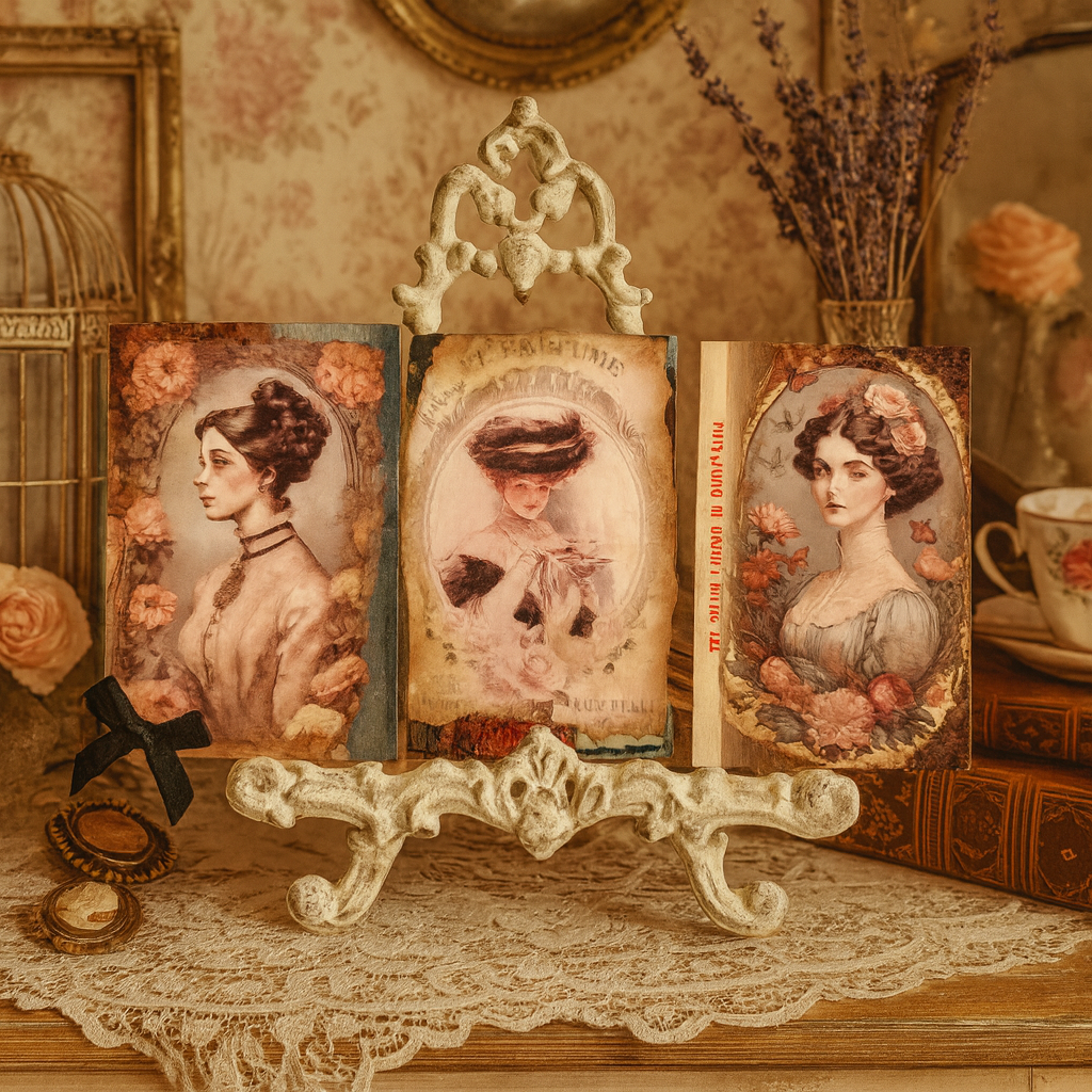 Set of 3 Altered vintage postcards.