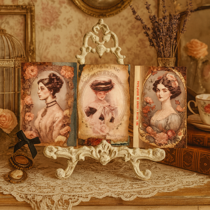 Set of 3 Altered vintage postcards.