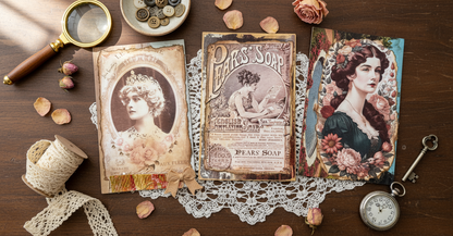 Set of 3 Altered vintage postcards.