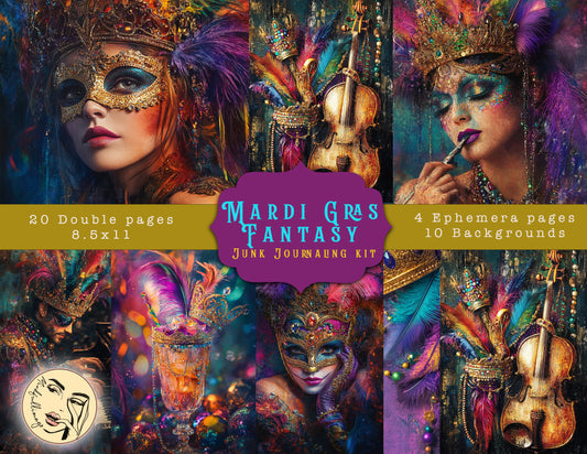 Mardi Gras Fantasy Junk Journaling Kit