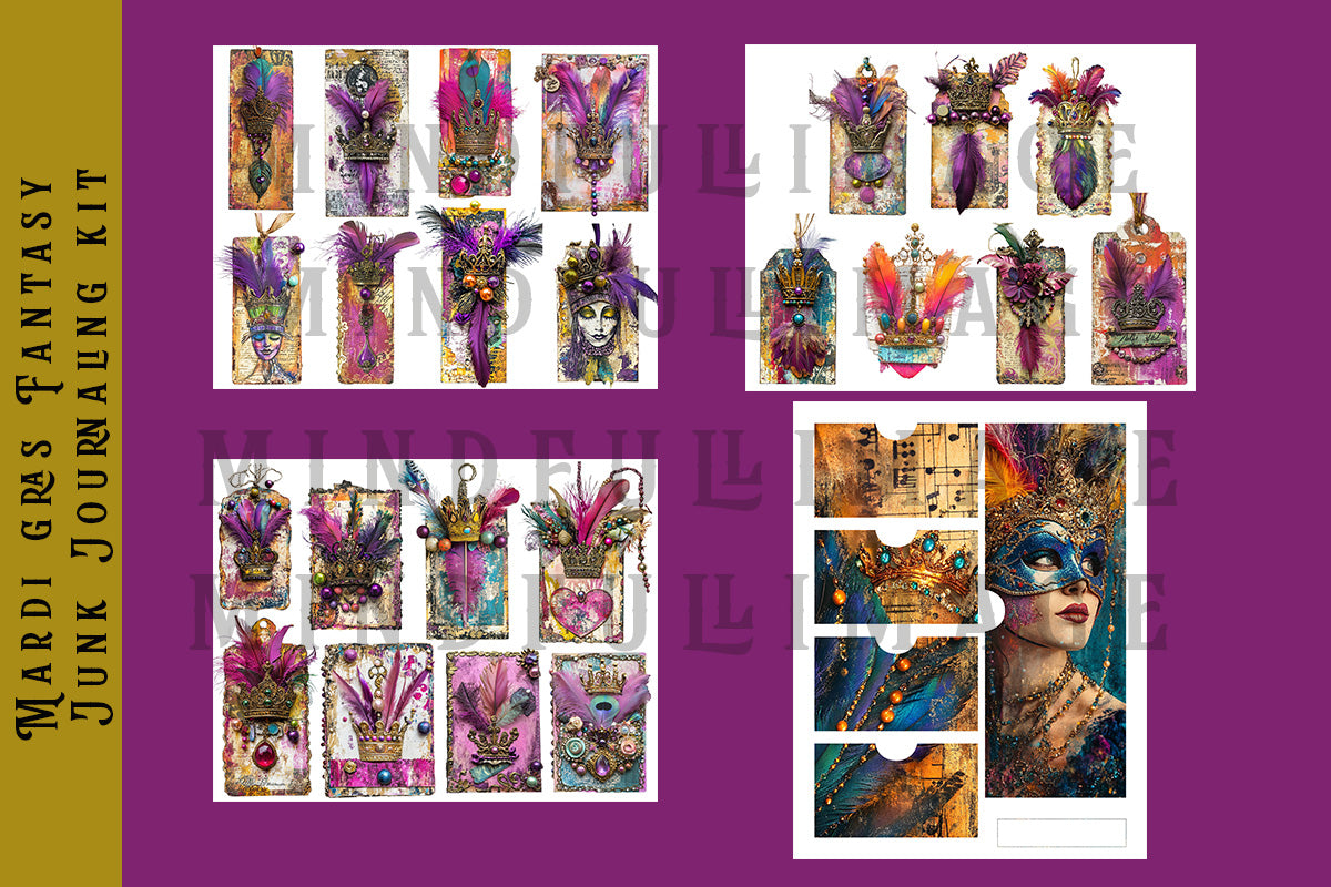 Mardi Gras Fantasy Junk Journaling Kit