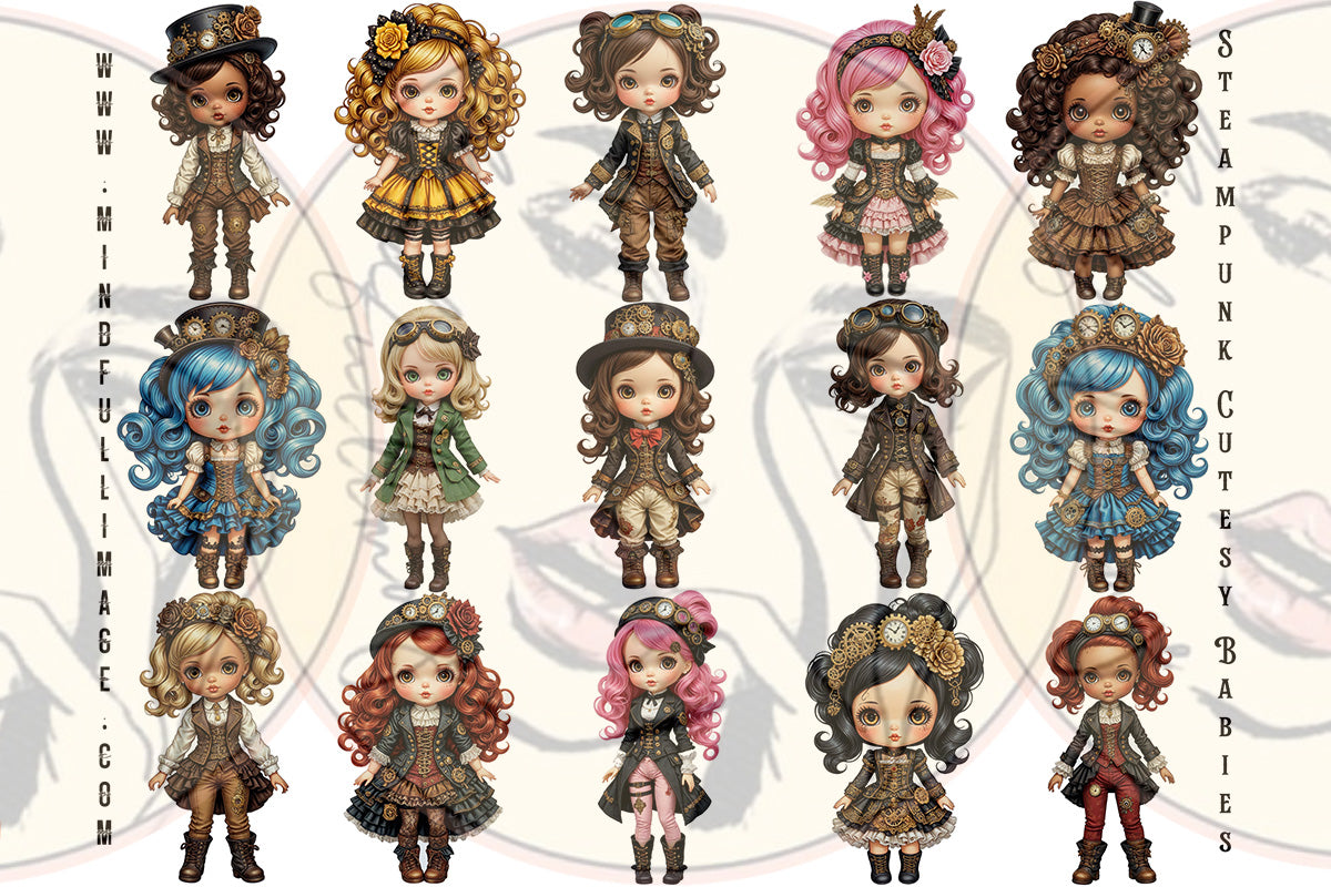 Steampunk Cutesy Babies Fussy Cuts