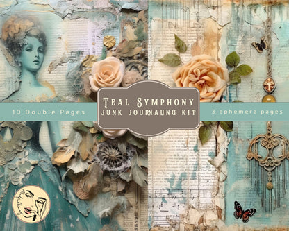 Teal Symphony Junk Journaling Kit
